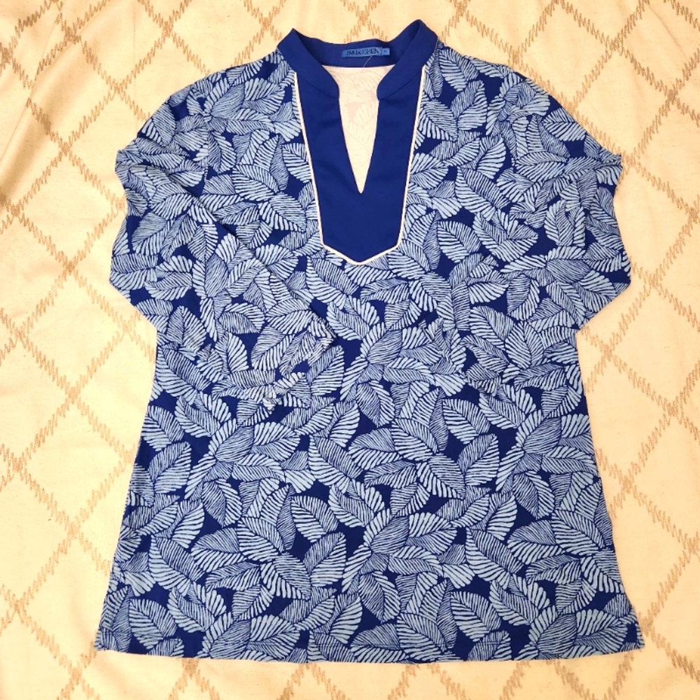 J.McLaughlin Light Blue Medium Blue Long Sleeve Blouse Medium EUC Tencel‎